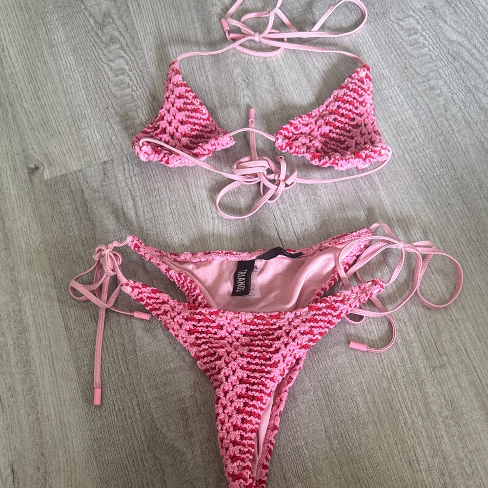 Triangl Swimwear Pink and Red Crochet Bikini